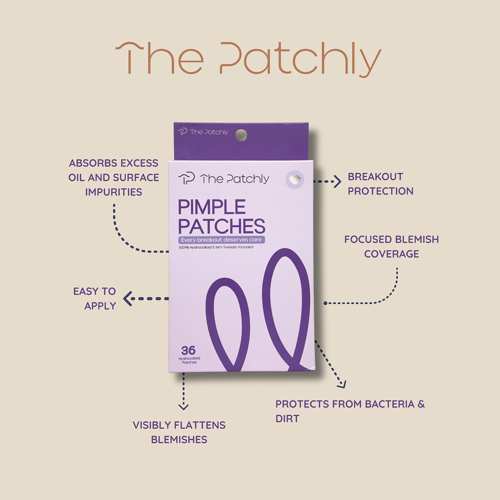 Patchly Hydrocolloid Pimple Patches – 36 Pack